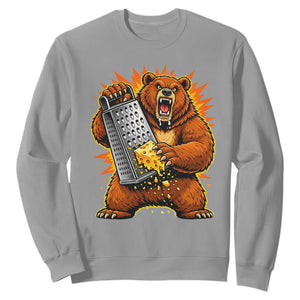 Angry Bear Grating Cheese Grater Hater Fierce Graphic Sweatshirt TS02 Sport Gray Print Your Wear