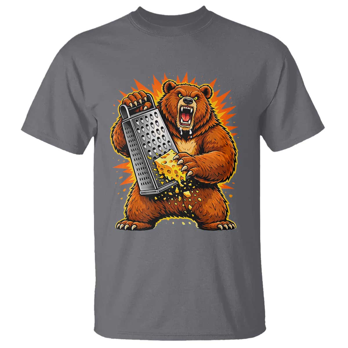 Angry Bear Grating Cheese Grater Hater Fierce Graphic T Shirt - Football Rivalry Humor Tee TS02 Charcoal Print Your Wear