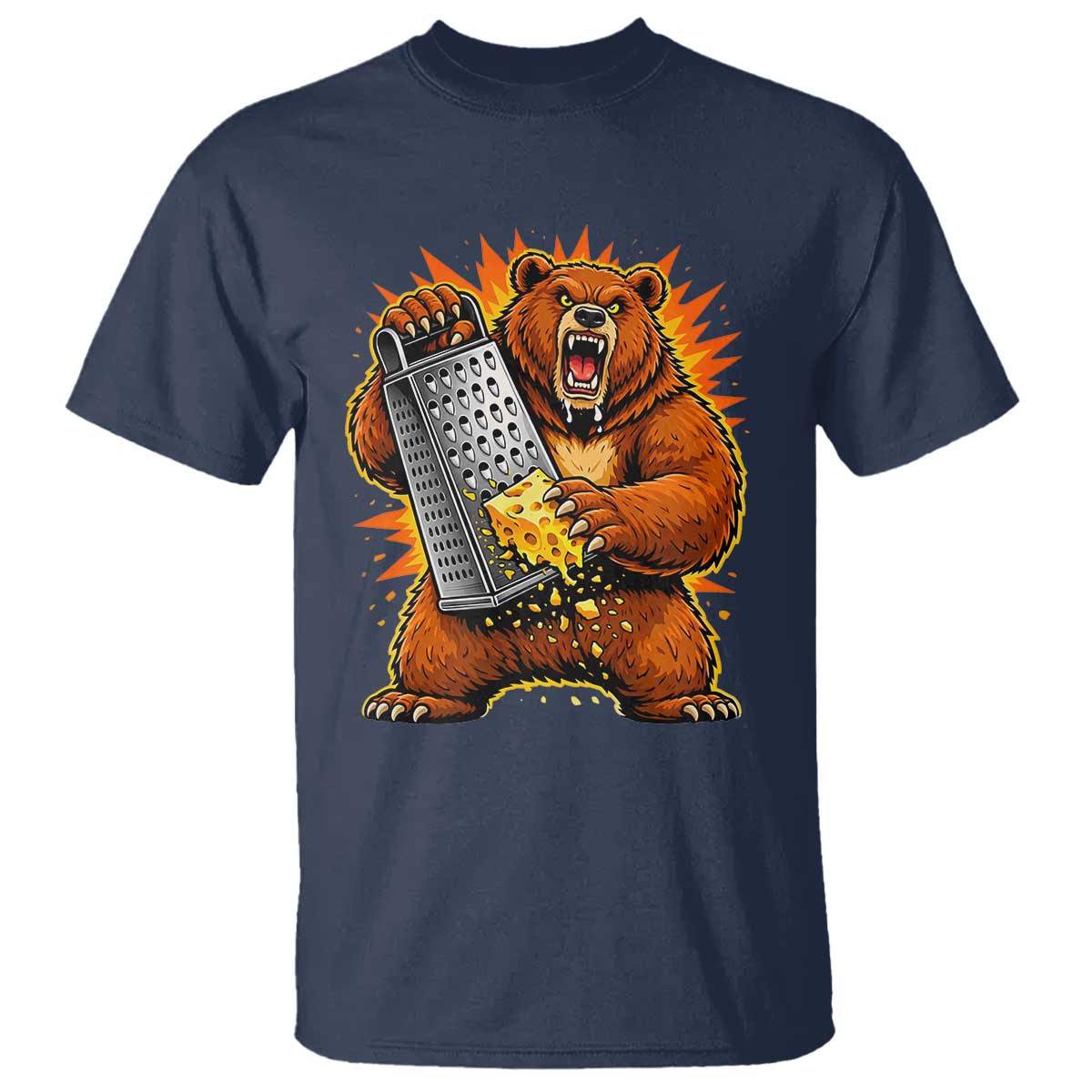 Angry Bear Grating Cheese Grater Hater Fierce Graphic T Shirt - Football Rivalry Humor Tee TS02 Navy Print Your Wear