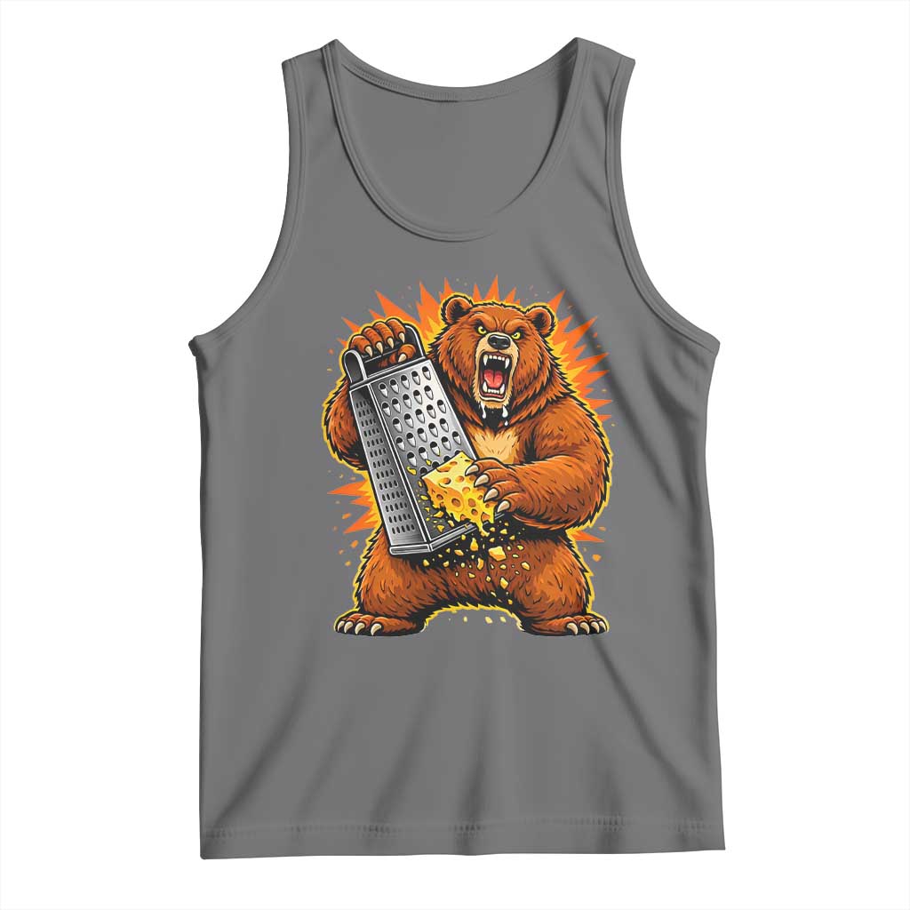 Angry Bear Grating Cheese Grater Hater Fierce Graphic Tank Top TS02 Black Heather Print Your Wear