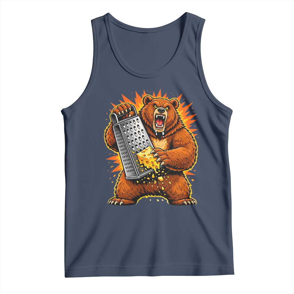 Angry Bear Grating Cheese Grater Hater Fierce Graphic Tank Top TS02 Navy Print Your Wear