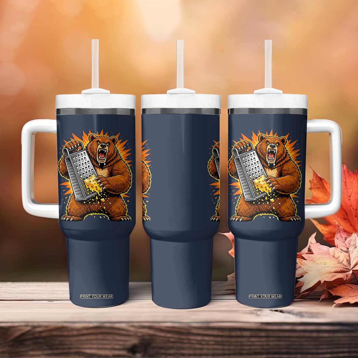 Angry Bear Grating Cheese Grater Hater Fierce Graphic Tumbler With Handle TS02 Print Your Wear