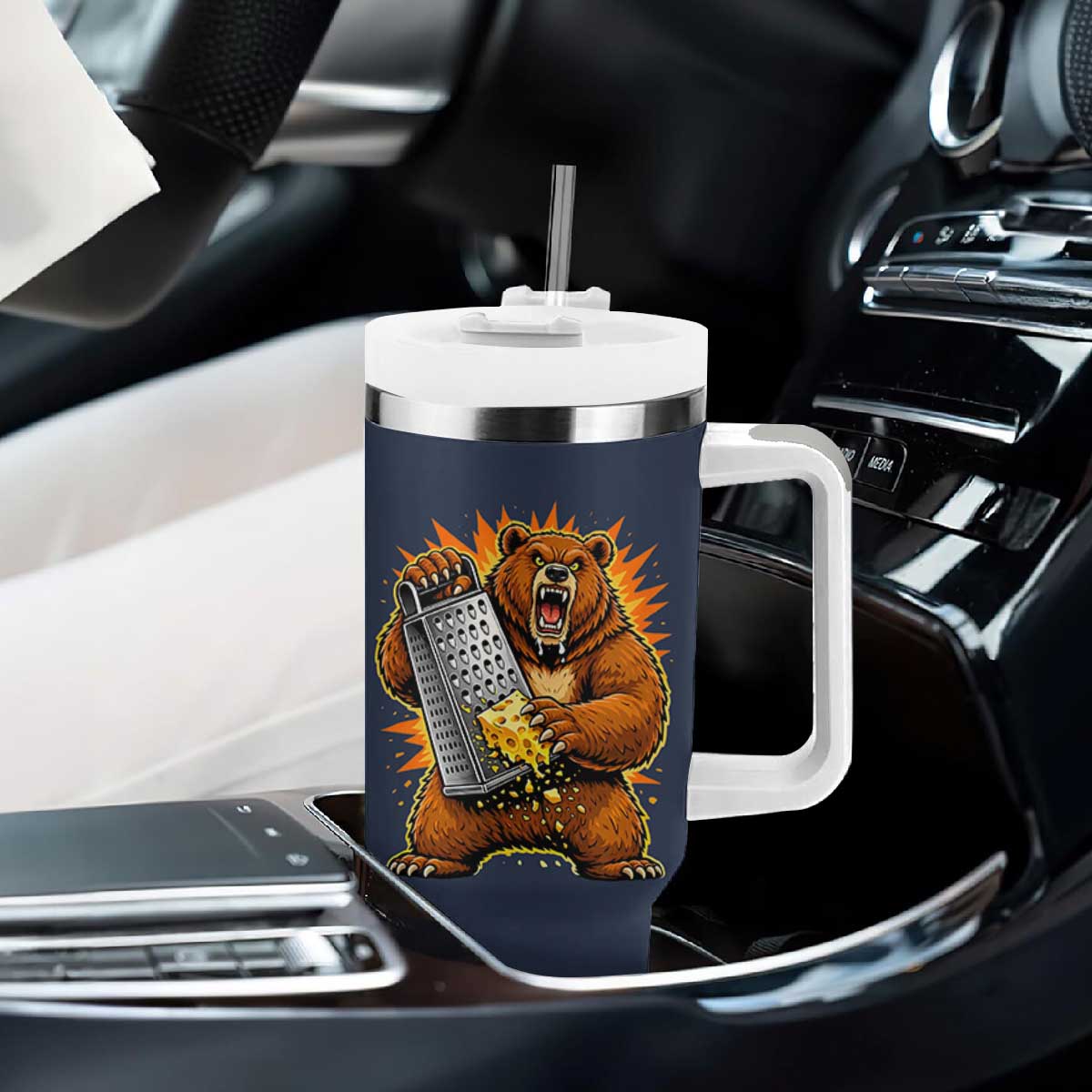 Angry Bear Grating Cheese Grater Hater Fierce Graphic Tumbler With Handle TS02 Print Your Wear