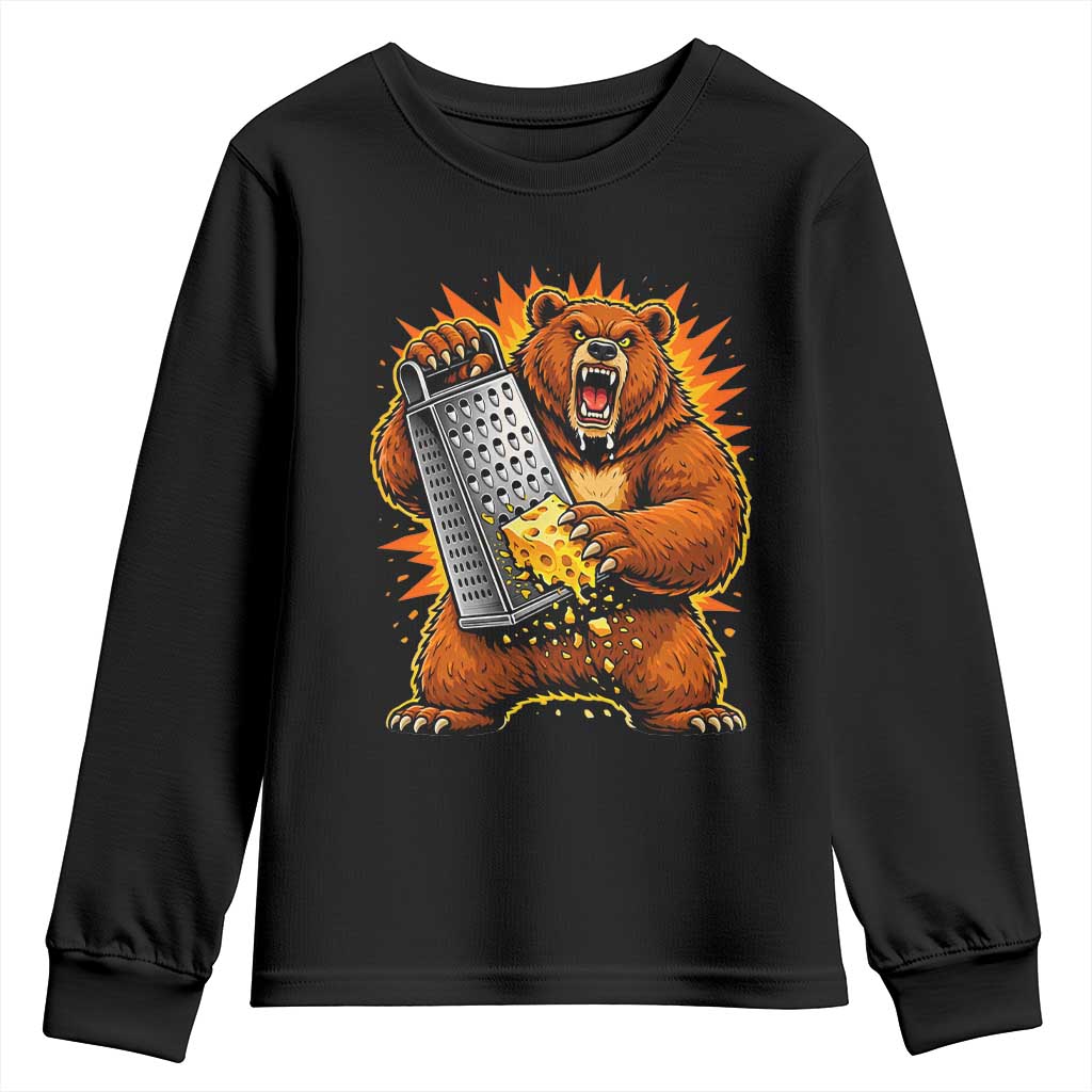 Angry Bear Grating Cheese Grater Hater Fierce Graphic Youth Sweatshirt TS02 Black Print Your Wear