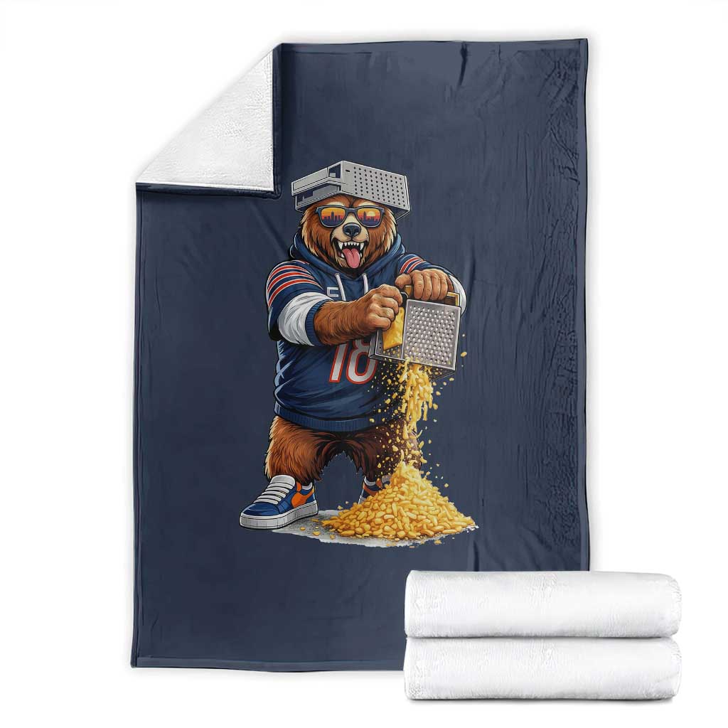 Savage Bear Grating Cheese Graphic Throw Blanket Funny Rivalry Football Fans TS02 Navy Print Your Wear