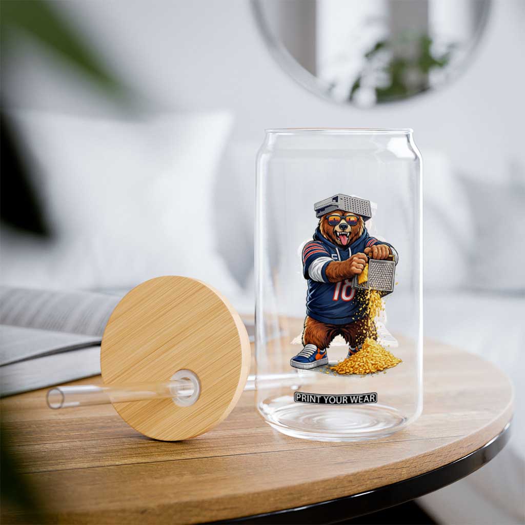 Savage Bear Grating Cheese Graphic Glass Can Funny Rivalry Football Fans TS02 Print Your Wear