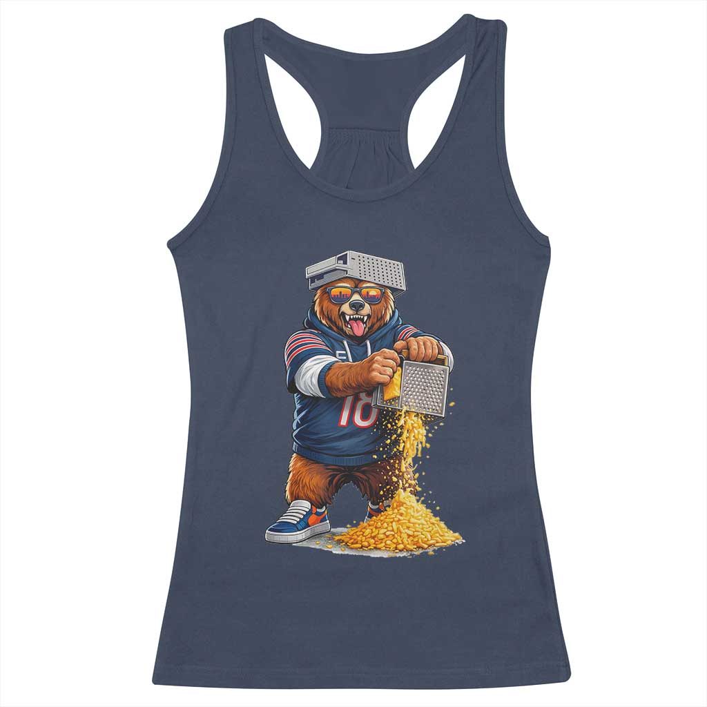 Savage Bear Grating Cheese Graphic Racerback Tank Top Funny Rivalry Football Fans TS02 Navy Print Your Wear