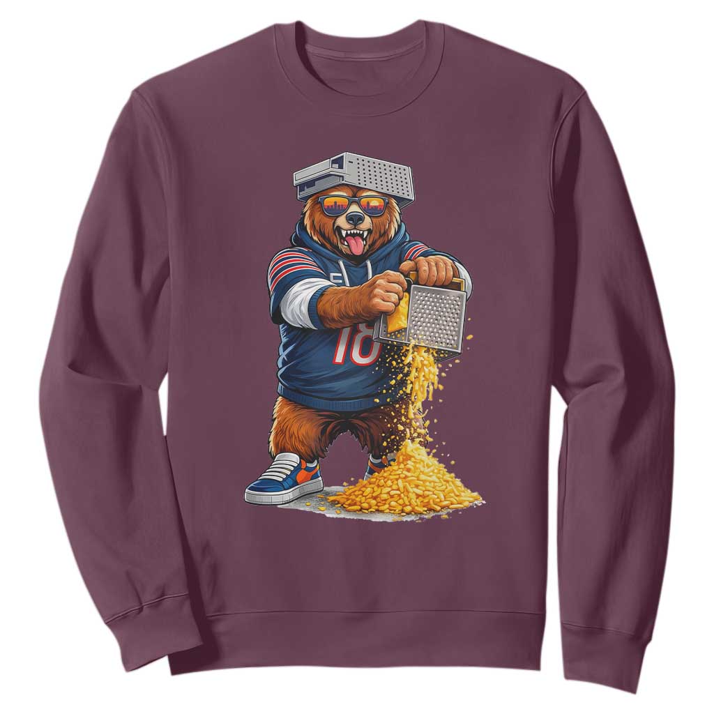 Savage Bear Grating Cheese Graphic Sweatshirt Funny Rivalry Football Fans TS02 Maroon Print Your Wear