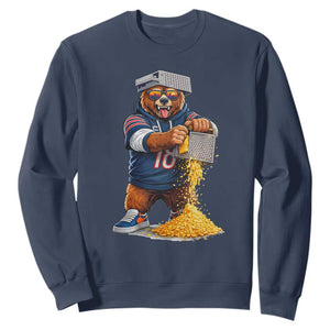 Savage Bear Grating Cheese Graphic Sweatshirt Funny Rivalry Football Fans TS02 Navy Print Your Wear