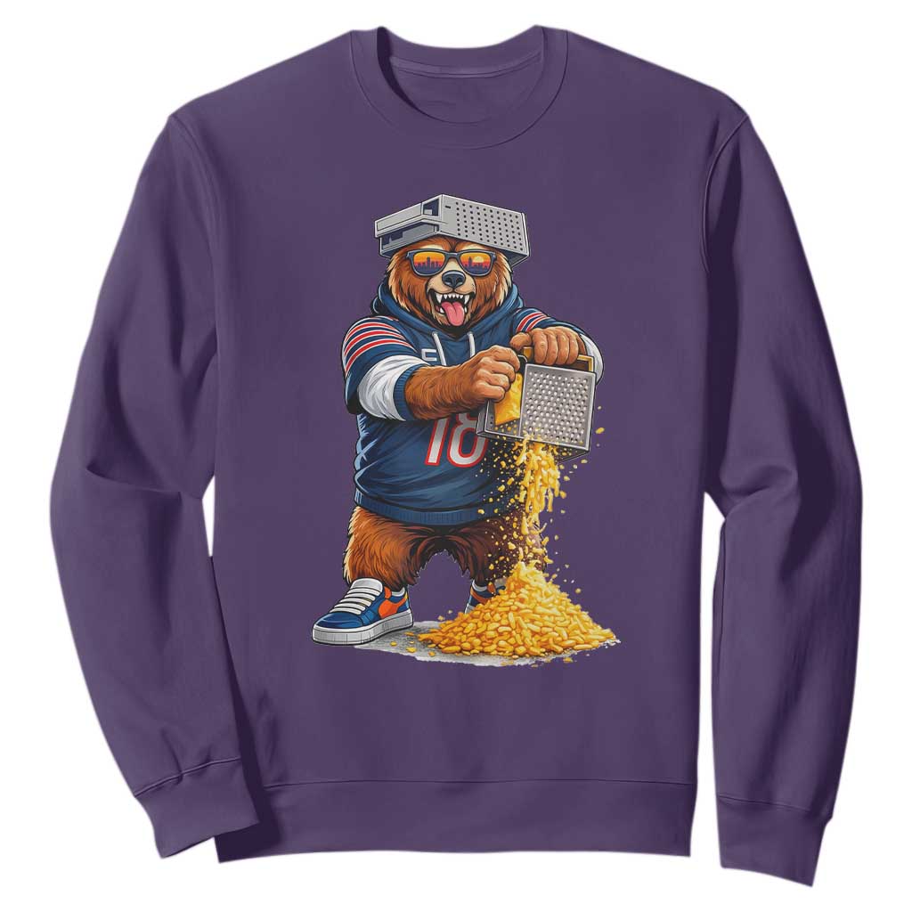 Savage Bear Grating Cheese Graphic Sweatshirt Funny Rivalry Football Fans TS02 Purple Print Your Wear