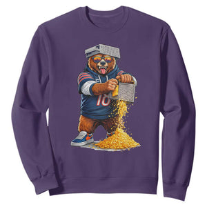 Savage Bear Grating Cheese Graphic Sweatshirt Funny Rivalry Football Fans TS02 Purple Print Your Wear