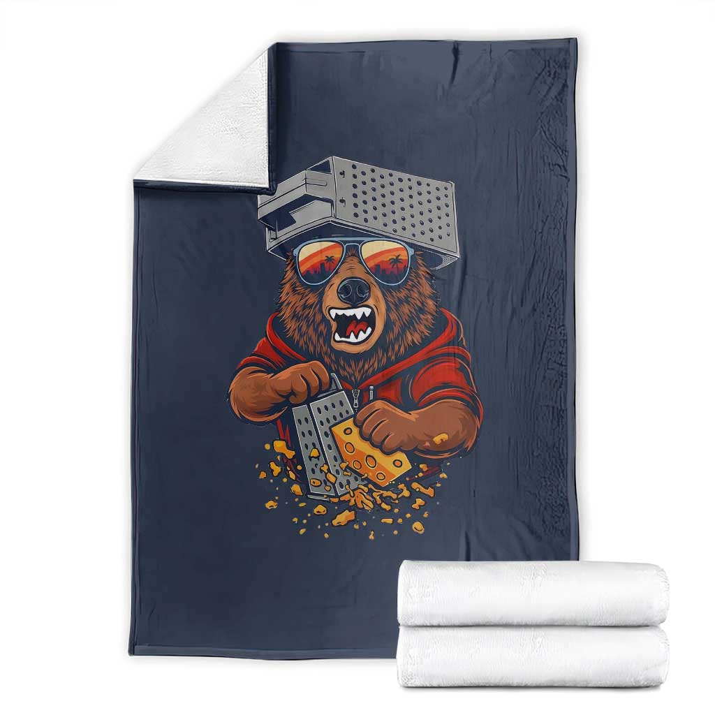Angry Bear Grating Cheese Throw Blanket Grater Rage Crushing for Fierce Football Fans TS02 Navy Print Your Wear