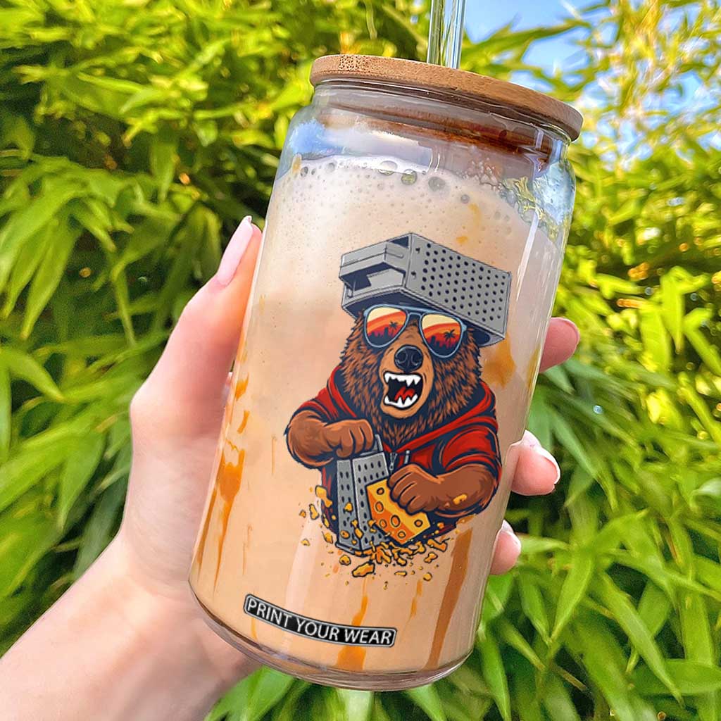 Angry Bear Grating Cheese Glass Can Grater Rage Crushing for Fierce Football Fans TS02 Navy Print Your Wear