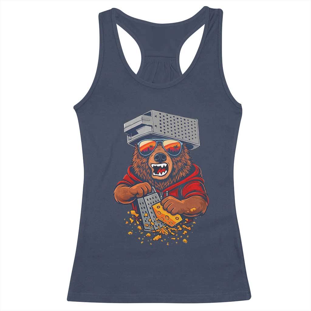 Angry Bear Grating Cheese Racerback Tank Top Grater Rage Crushing for Fierce Football Fans TS02 Navy Print Your Wear