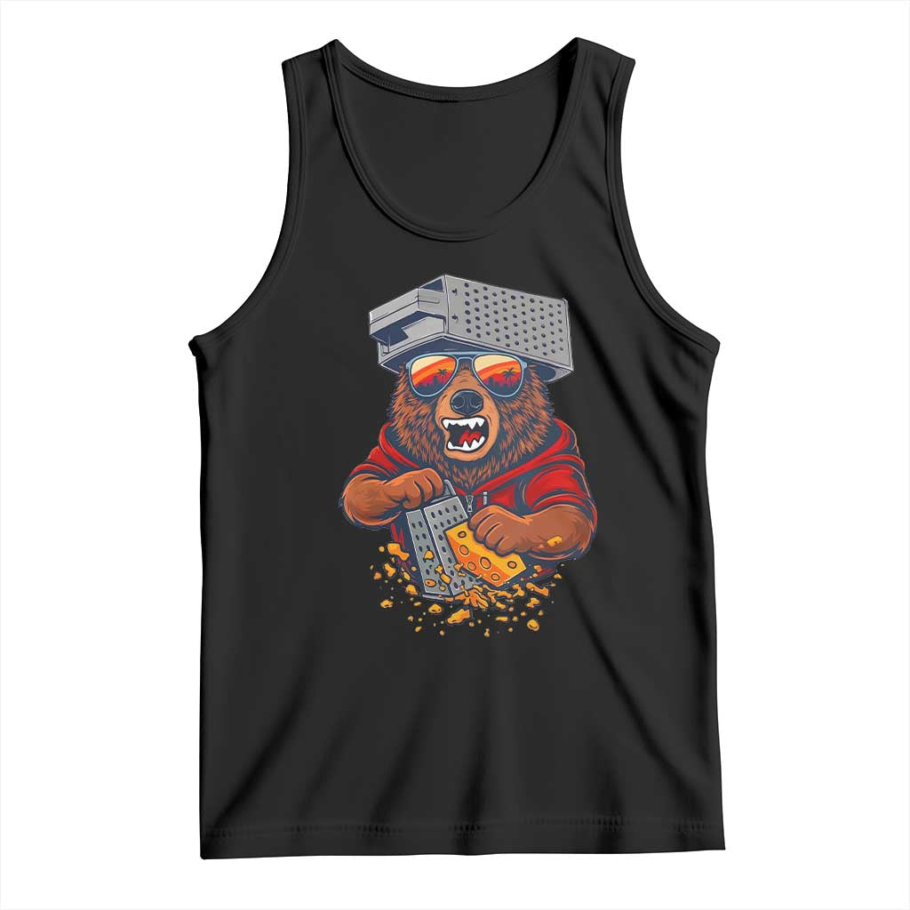 Angry Bear Grating Cheese Tank Top Grater Rage Crushing for Fierce Football Fans TS02 Black Print Your Wear