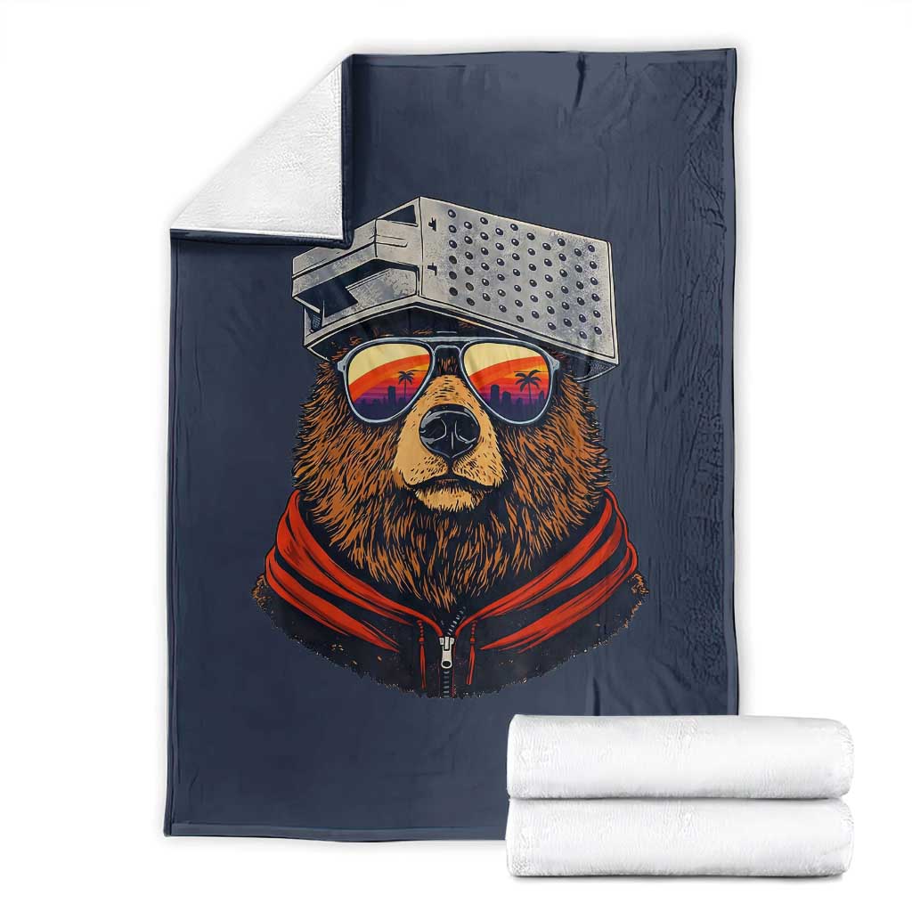 Cheese Grater Bear in Beast Mode Throw Blanket Funny Rivalry Art for Hardcore Football Fans TS02 Navy Print Your Wear