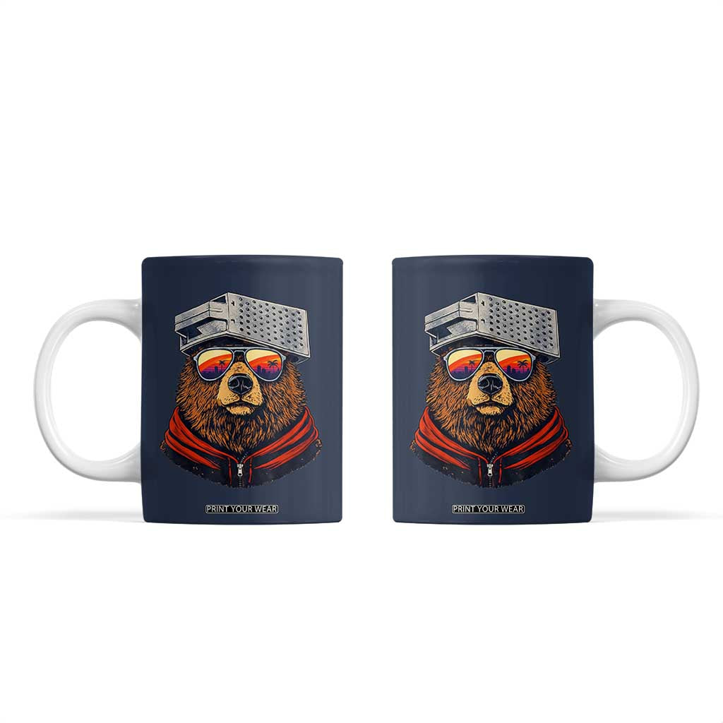 Cheese Grater Bear in Beast Mode Coffee Mug Funny Rivalry Art for Hardcore Football Fans TS02 Navy Print Your Wear