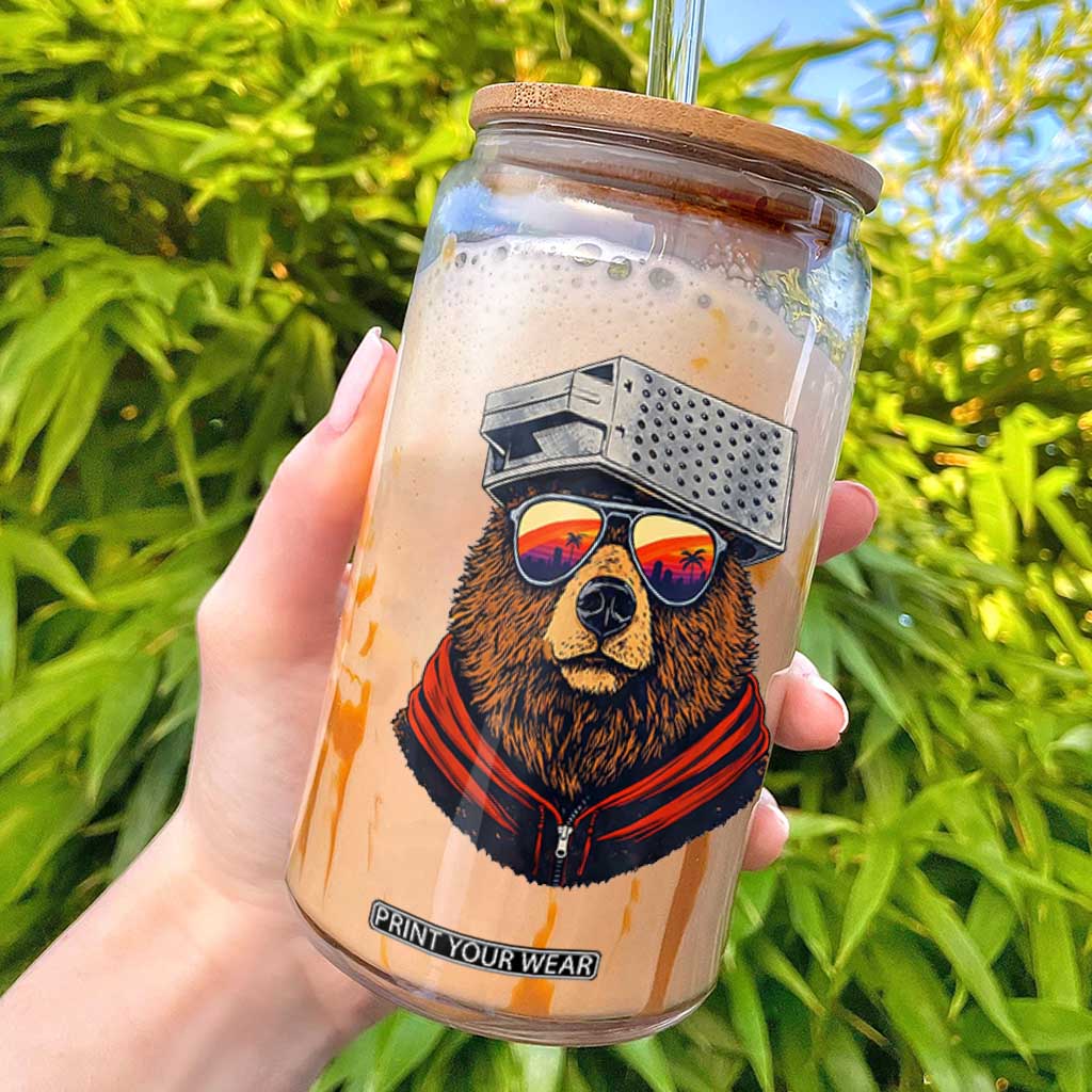 Cheese Grater Bear in Beast Mode Glass Can Funny Rivalry Art for Hardcore Football Fans TS02 Navy Print Your Wear