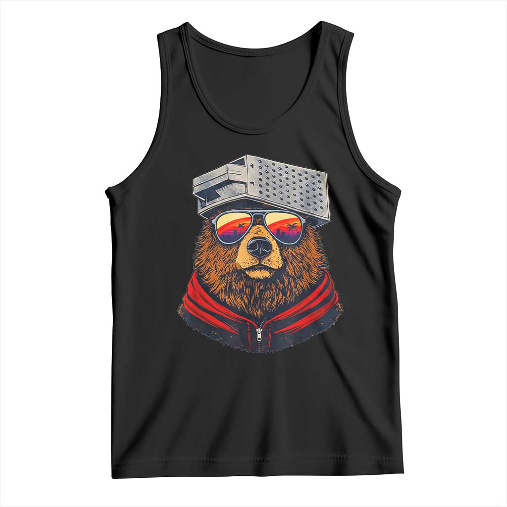 Cheese Grater Bear in Beast Mode Tank Top Funny Rivalry Art for Hardcore Football Fans TS02 Black Print Your Wear