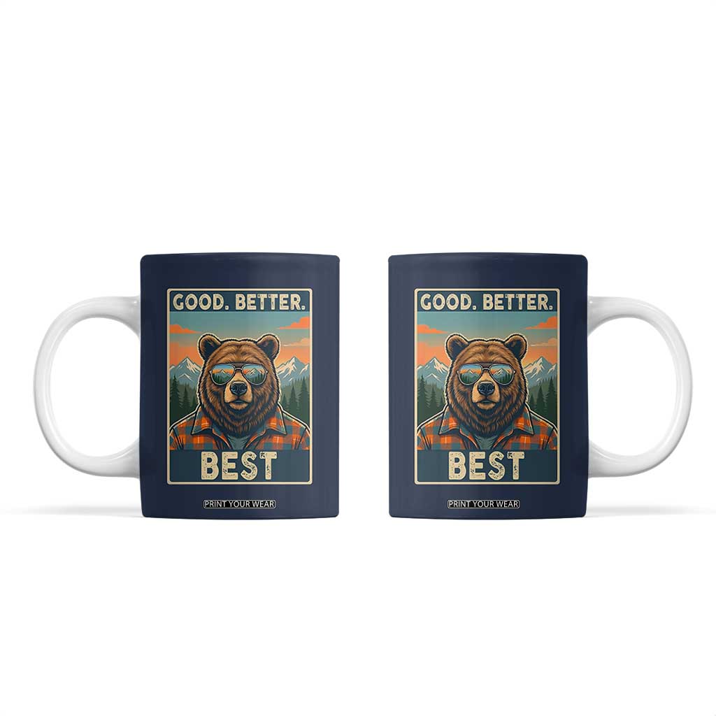 Good Better Best Motivational Hiking Bear Coffee Mug Outdoor Adventure Poster Graphic TS02 Navy Print Your Wear
