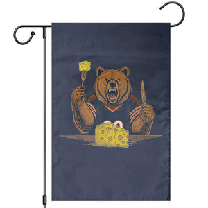 Fierce Bear Eating Cheese Garden Flag Let's Eat Cheese Funny Sports Rivalry TS02 Navy Print Your Wear