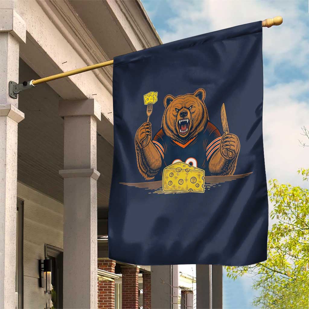 Fierce Bear Eating Cheese Garden Flag Let's Eat Cheese Funny Sports Rivalry TS02 Print Your Wear