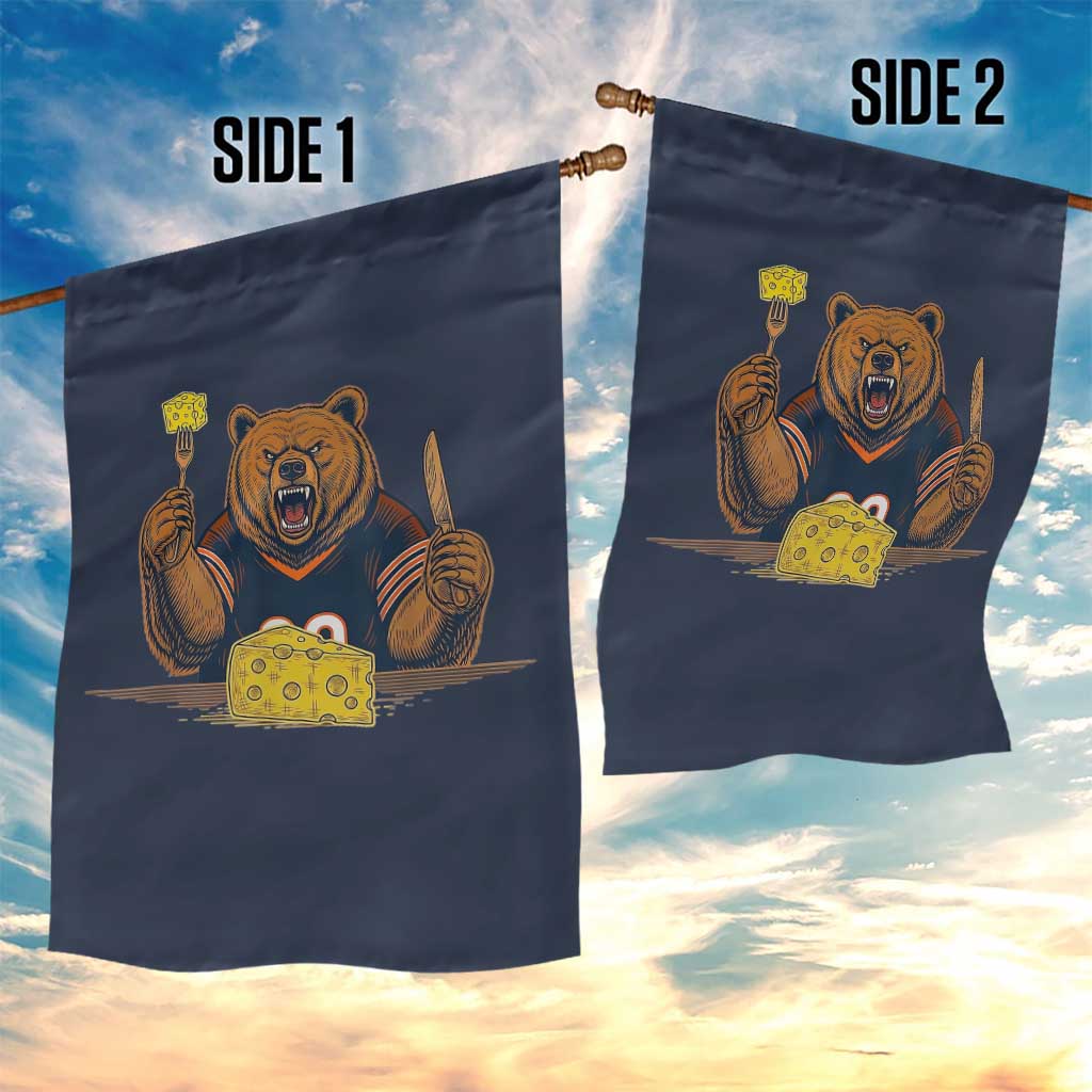 Fierce Bear Eating Cheese Garden Flag Let's Eat Cheese Funny Sports Rivalry TS02 Print Your Wear