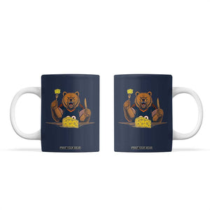 Fierce Bear Eating Cheese Coffee Mug Let's Eat Cheese Funny Sports Rivalry TS02 Navy Print Your Wear