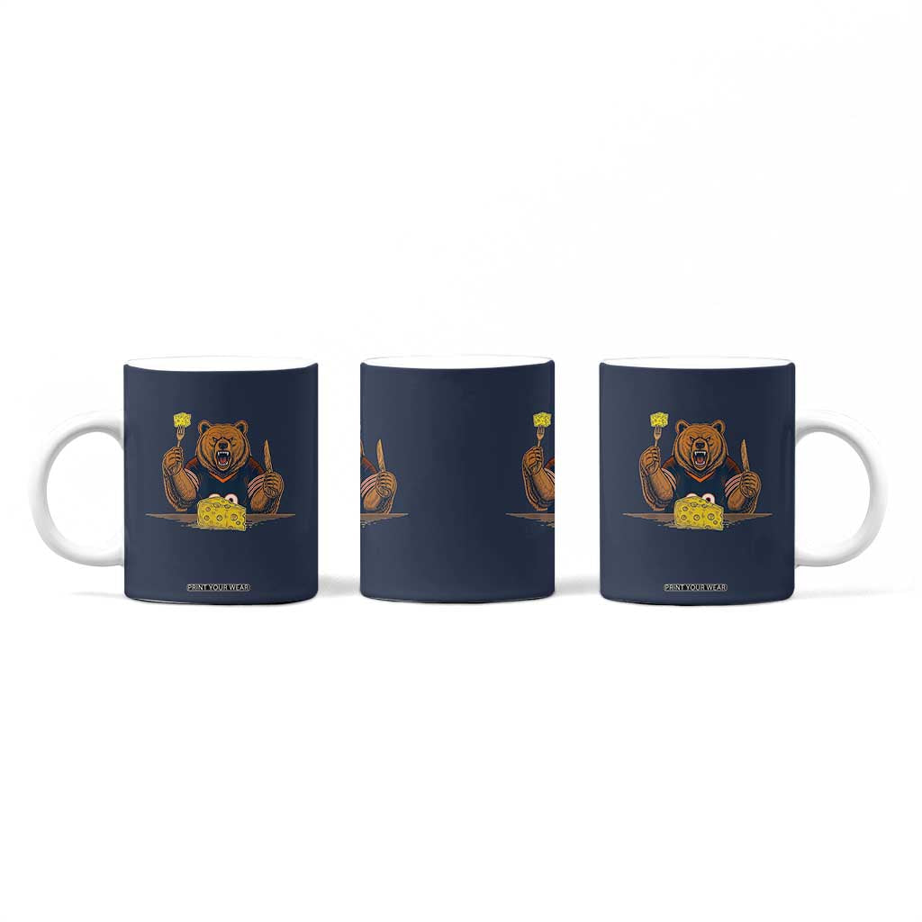 Fierce Bear Eating Cheese Coffee Mug Let's Eat Cheese Funny Sports Rivalry TS02 Print Your Wear