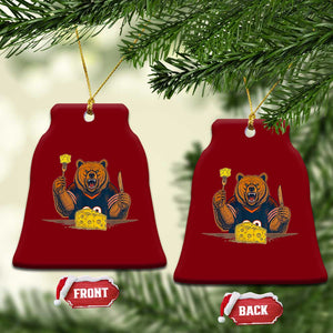 Fierce Bear Eating Cheese Ceramic Ornament Let's Eat Cheese Funny Sports Rivalry TS02 Print Your Wear