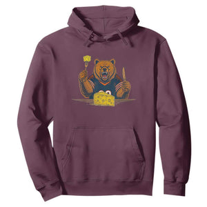Fierce Bear Eating Cheese Hoodie Let's Eat Cheese Funny Sports Rivalry TS02 Maroon Print Your Wear