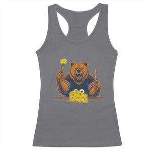 Fierce Bear Eating Cheese Racerback Tank Top Let's Eat Cheese Funny Sports Rivalry TS02 Charcoal Print Your Wear
