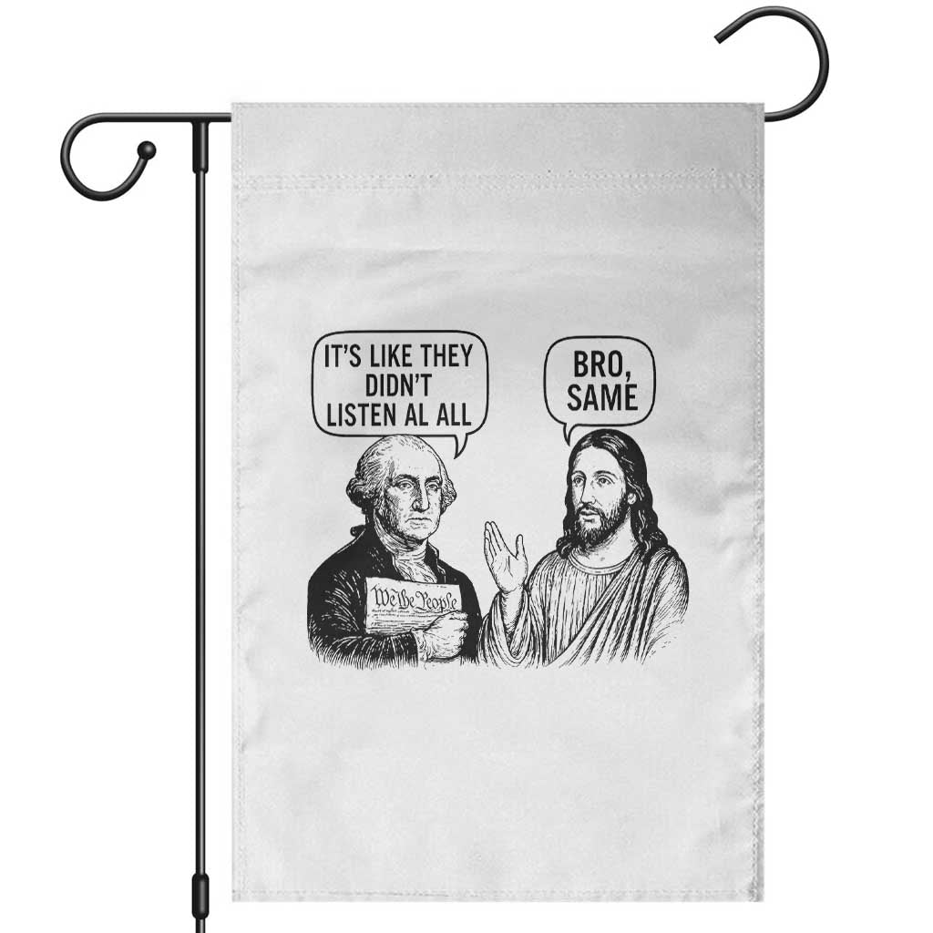 Funny George Washington and Jesus Satire Garden Flag Political Commentary Founding Fathers and Faith TS02 White Print Your Wear