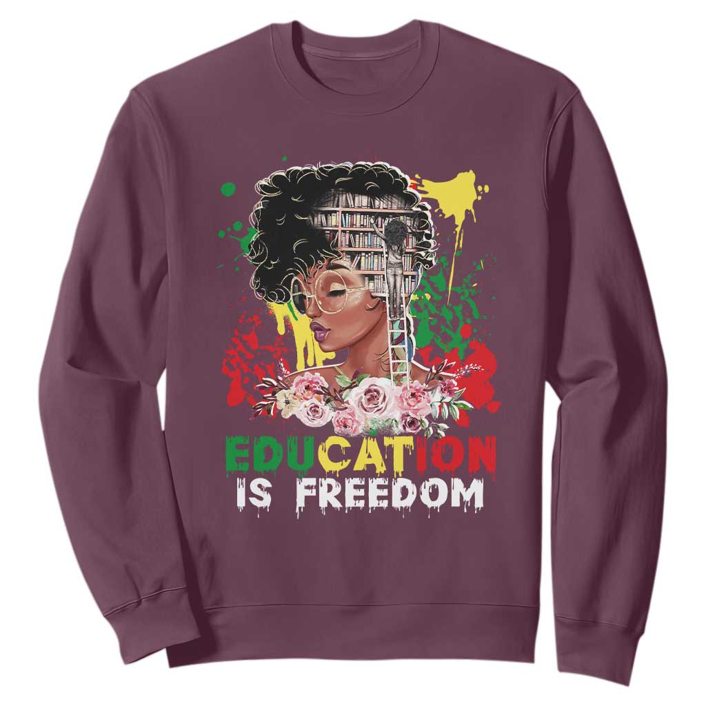 Black History Month Sweatshirt Black Educated African American Pride Women TS02 Maroon Printyourwear