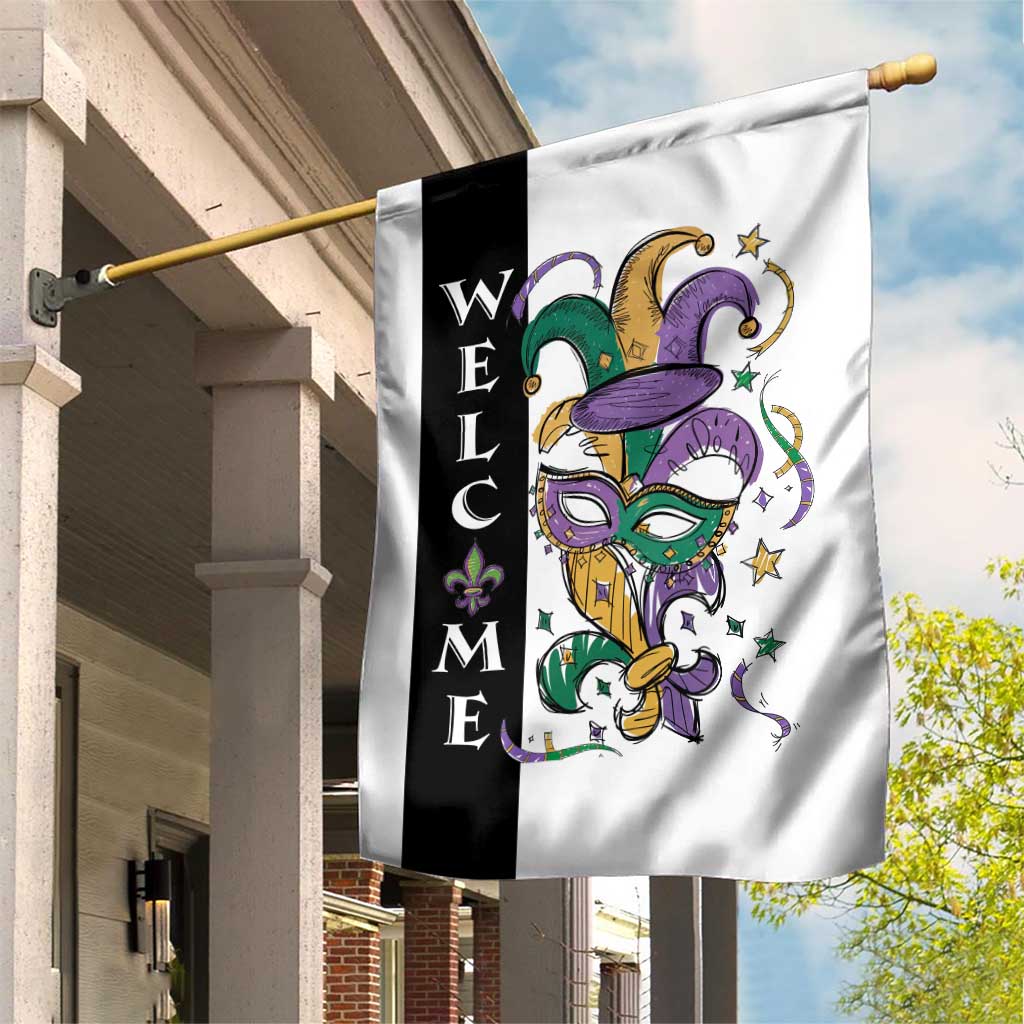Mardi Gras Welcome Garden Flag Jester Mask Fleur de Lis Carnival Outdoor Holiday Decorration TS02 Print Your Wear