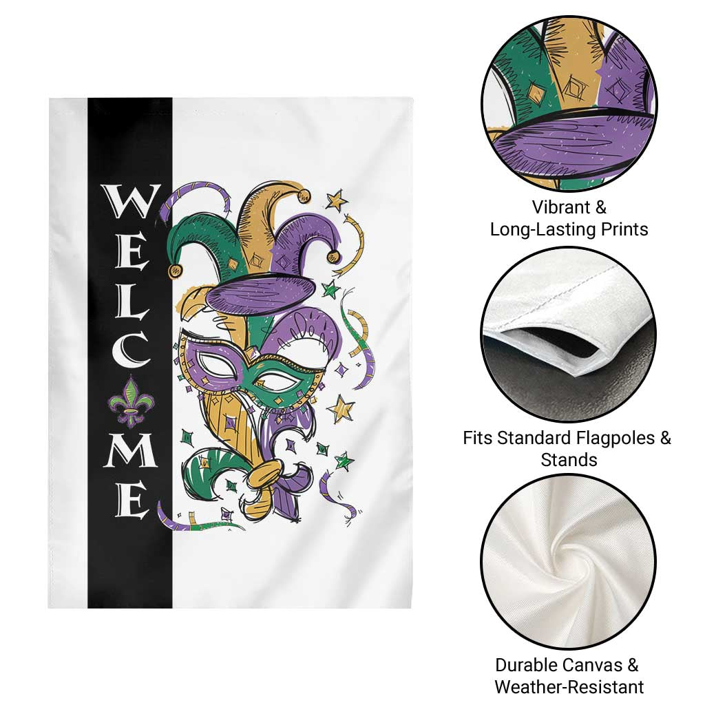 Mardi Gras Welcome Garden Flag Jester Mask Fleur de Lis Carnival Outdoor Holiday Decorration TS02 Print Your Wear