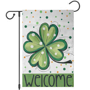 Lucky Shamrock Welcome Garden Flag Green Dot Clover St. Patrick's Day Outdoor Decor TS02 Black Print Your Wear