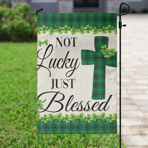 Christian Lucky Shamrocks Garden Flag Not Lucky Just Blessed Buffalo Plaid TS02 Print Your Wear