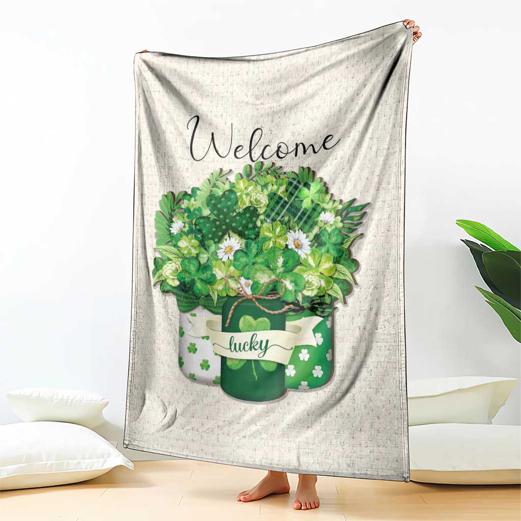 Lucky Irish Shamrocks Mason Jar Throw Blanket Clovers St. Patricks Day Welcome Yard Decor TS02 Print Your Wear