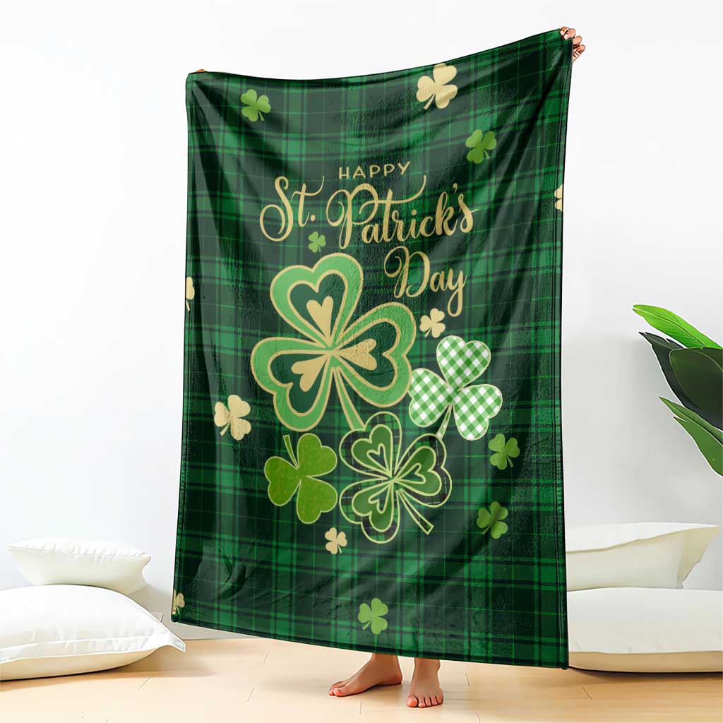 Green Buffalo Plaid Shamrock Throw Blanket Happy St. Patrick's Day Irish Home Yard Decoration TS02 Print Your Wear