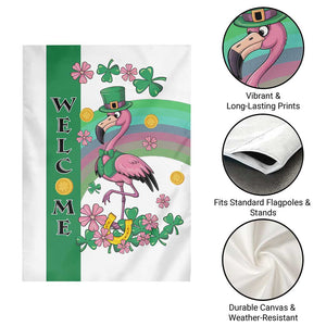 St Patricks Day Flamingo Welcome Garden Flag Lucky Shamrock Leprechaun TS02 Print Your Wear