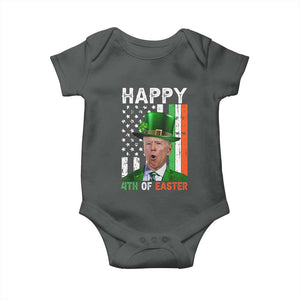 Funny Biden St Patricks Day Baby Onesie Happy 4th Of Easter American Irish Flag Shamrock TS02 Dark Heather Print Your Wear