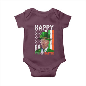 Funny Biden St Patricks Day Baby Onesie Happy 4th Of Easter American Irish Flag Shamrock TS02 Maroon Print Your Wear