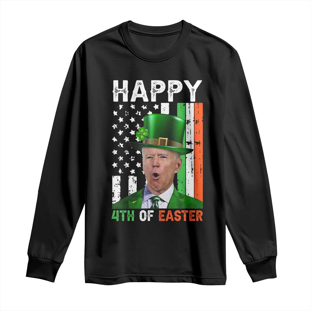 Funny Biden St Patricks Day Long Sleeve Shirt Happy 4th Of Easter American Irish Flag Shamrock TS02 Black Print Your Wear