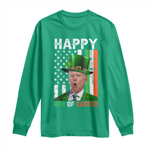 Funny Biden St Patricks Day Long Sleeve Shirt Happy 4th Of Easter American Irish Flag Shamrock TS02 Irish Green Print Your Wear