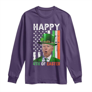 Funny Biden St Patricks Day Long Sleeve Shirt Happy 4th Of Easter American Irish Flag Shamrock TS02 Purple Print Your Wear