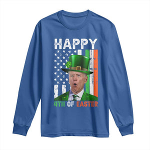 Funny Biden St Patricks Day Long Sleeve Shirt Happy 4th Of Easter American Irish Flag Shamrock TS02 Royal Blue Print Your Wear