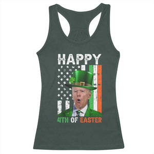 Funny Biden St Patricks Day Racerback Tank Top Happy 4th Of Easter American Irish Flag Shamrock TS02 Dark Forest Green Print Your Wear