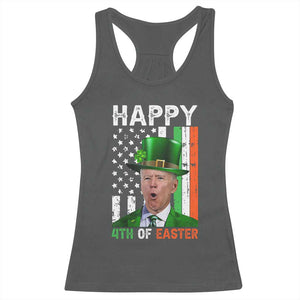 Funny Biden St Patricks Day Racerback Tank Top Happy 4th Of Easter American Irish Flag Shamrock TS02 Dark Heather Print Your Wear