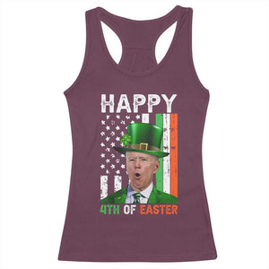 Funny Biden St Patricks Day Racerback Tank Top Happy 4th Of Easter American Irish Flag Shamrock TS02 Maroon Print Your Wear